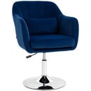 HOMCOM Retro Velvet Swivel Tub Chair with Steel Frame Dark Blue