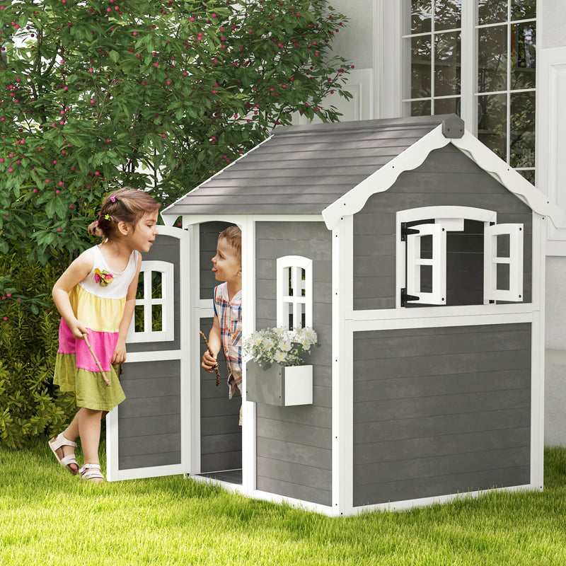 Outsunny Wooden Wendy House for Kids with Floor, for Gardens, Patios