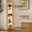 HOMCOM Corner Floor Lamp with Dimmable Warm White LED Light, Rustic Brown
