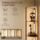 HOMCOM Corner Floor Lamp with Dimmable Warm White LED Light, Rustic Brown