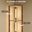 HOMCOM Corner Floor Lamp with Dimmable Warm White LED Light, Rustic Brown