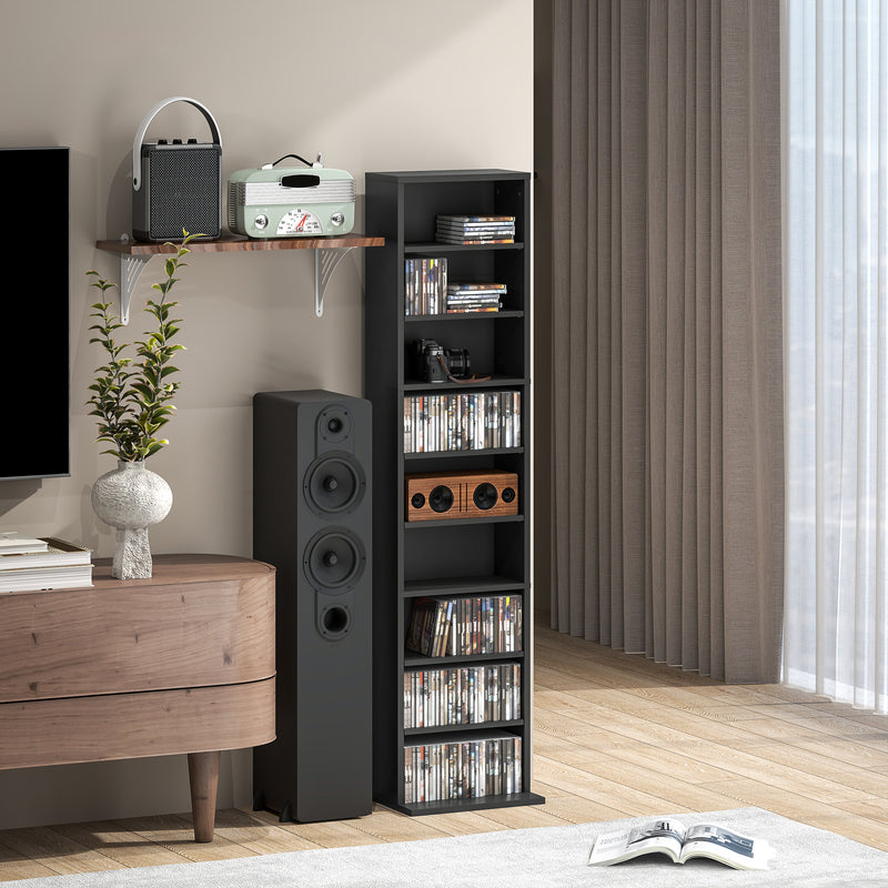 HOMCOM 260 CD Storage Unit 120 DVD Storage Tower with 9 Compartments