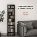 HOMCOM 260 CD Storage Unit 120 DVD Storage Tower with 9 Compartments