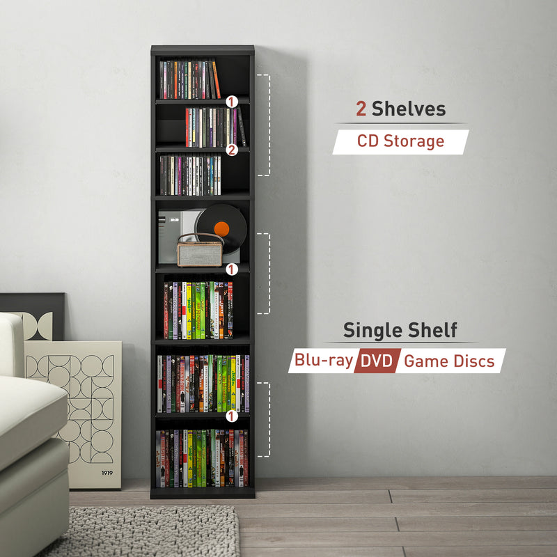HOMCOM 260 CD Storage Unit 120 DVD Storage Tower with 9 Compartments