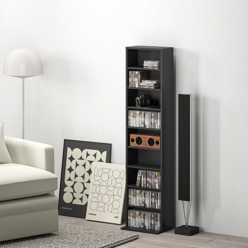 HOMCOM 260 CD Storage Unit 120 DVD Storage Tower with 9 Compartments
