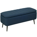 HOMCOM Storage Ottoman Bench, Linen Fabric Footstool with Steel Legs