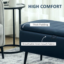 HOMCOM Storage Ottoman Bench, Linen Fabric Footstool with Steel Legs