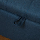 HOMCOM Storage Ottoman Bench, Linen Fabric Footstool with Steel Legs