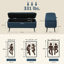 HOMCOM Storage Ottoman Bench, Linen Fabric Footstool with Steel Legs