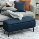 HOMCOM Storage Ottoman Bench, Linen Fabric Footstool with Steel Legs