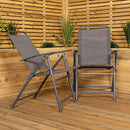 Samuel Alexander Outdoor 6 Seater Glass Top Table and Chairs Patio Set with Parasol in Grey