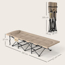 Outsunny Camping Bed For Adults With Cushion, Headrest, Side Pocket - Khaki/Grey
