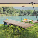 Outsunny Camping Bed For Adults With Cushion, Headrest, Side Pocket - Khaki/Grey
