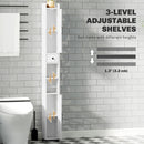 HOMCOM Tall Bathroom Storage Cabinet Slim Bathroom Cabinet with Drawer White