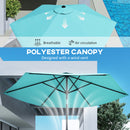 Outsunny 2.6M Garden Parasol Umbrella with Aluminium Pole, Tilt, Turquoise