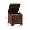 Outsunny Set of 2 Rattan Footstool, Storage Ottoman w/ Cushions