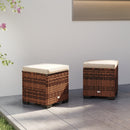 Outsunny Set of 2 Rattan Footstool, Storage Ottoman w/ Cushions