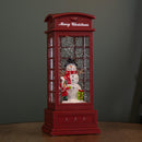 25cm Battery Operated Light up Christmas Phone Box Water Spinner with Snowman Scene & LEDs