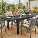 Outsunny Expandable Patio Table For 4-6 People With Slatted Top, Black