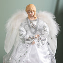 30cm White & Silver Christmas Tree Top Fairy Angel House Decoration Ornament