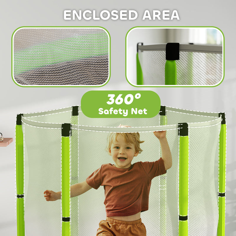 AIYAPLAY 4.6FT Kids Trampoline with Safety Enclosure Net