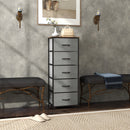 HOMCOM 5 Drawer Fabric Chest of Drawers with Wooden Top, Rustic Brown