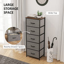 HOMCOM 5 Drawer Fabric Chest of Drawers with Wooden Top, Rustic Brown