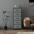 HOMCOM 5 Drawer Fabric Chest of Drawers with Wooden Top, Rustic Brown