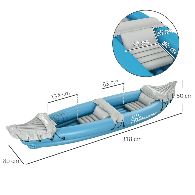 Outsunny Inflatable Kayak Two-Person Inflatable Boat w/ Air Pump, Blue