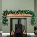 2.7m Snow Tipped Christmas Garland with Red Berries, Cones & Bullet Tips