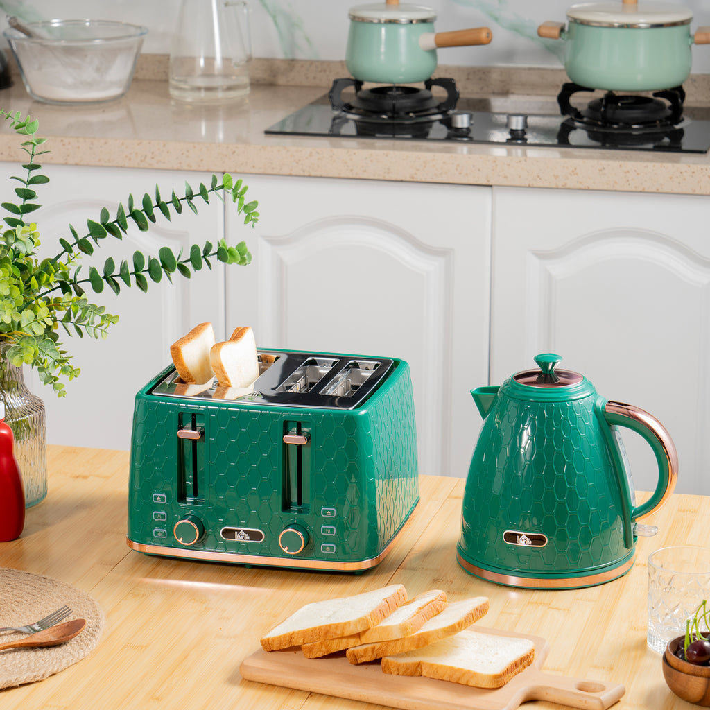 Toaster Both HOMCOM 1.7L Kettle And Toaster Set With Defrost Reheat And Crumb Tray