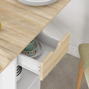 HOMCOM Foldable Dining Table, Drop Leaf Table with Storage for Kitchen, Oak