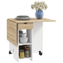 HOMCOM Foldable Dining Table, Drop Leaf Table with Storage for Kitchen, Oak