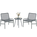 Outsunny Rattan Bistro Set with 2 Chairs & Round Table for Patio, Dark Grey