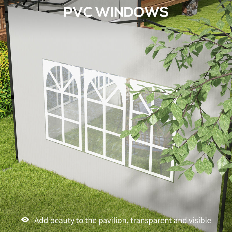 Outsunny Gazebo Side Panels for 3x3(m) or 3x6m Gazebo Canopy, 2 Pack, White