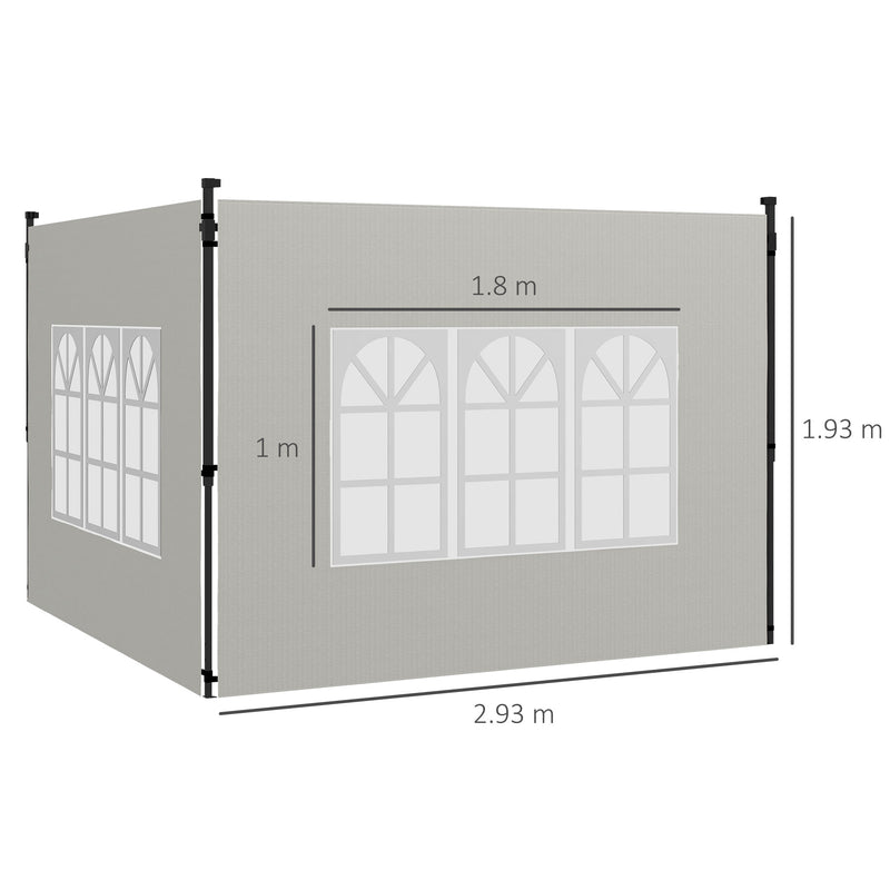 Outsunny Gazebo Side Panels for 3x3(m) or 3x6m Gazebo Canopy, 2 Pack, White