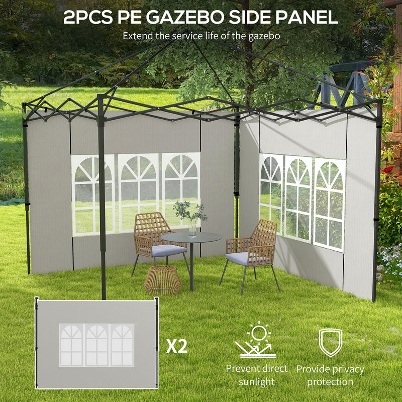Outsunny Gazebo Side Panels for 3x3(m) or 3x6m Gazebo Canopy, 2 Pack, White