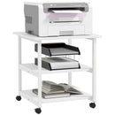HOMCOM Mobile Printer Stand with Storage Printer Table for Home Office White