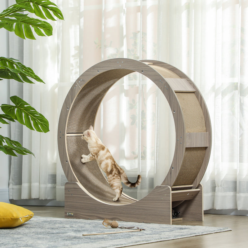 PawHut Cat Wheel with Brake, Scratching Pads for Health