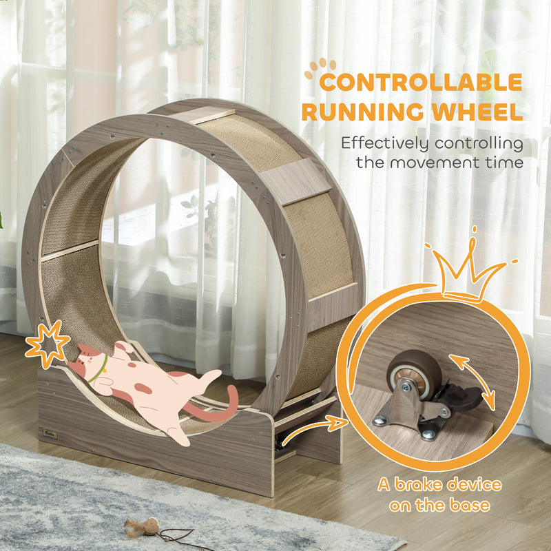 PawHut Cat Wheel with Brake, Scratching Pads for Health