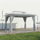 Outsunny 3 X 4 M Outdoor Garden Gazebo With UPF50+ Double Roof, Dark Grey