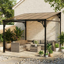 Outsunny 3 x 2.87 m Metal Lean-to Hardtop Gazebo, Wall-Mounted Pergola