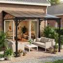 Outsunny 3 x 2.87 m Metal Lean-to Hardtop Gazebo, Wall-Mounted Pergola