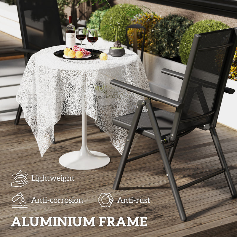 Outsunny 2PCS Folding Chair w/ Breathable Mesh Back and Seat, Light Grey