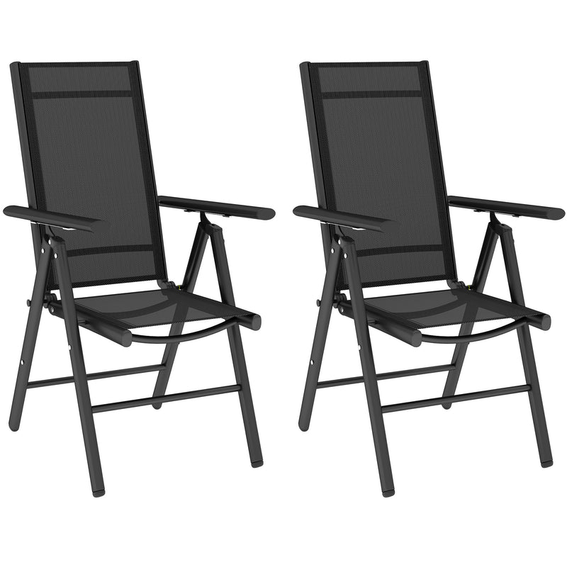 Outsunny 2PCS Folding Chair w/ Breathable Mesh Back and Seat, Light Grey