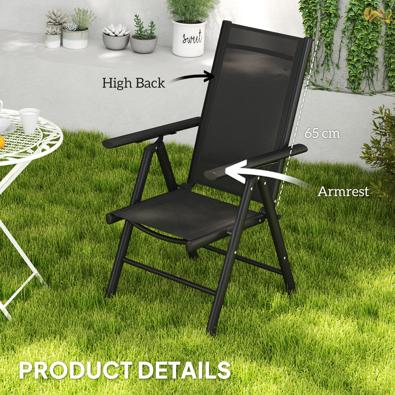 Outsunny 2PCS Folding Chair w/ Breathable Mesh Back and Seat, Light Grey