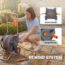 Outsunny Hose Reel Cart With Wheels, 45+2m Garden Hose Reel, Orange