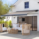 Outsunny DIY Retractable Canopy with Remote Controller for Patio, Light Grey