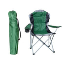 Luxury Padded High Back Outdoor Folding Chair With Cupholder In Green