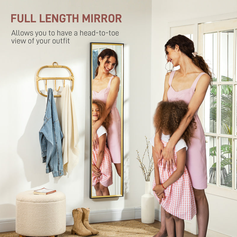 HOMCOM Full Length Mirror Wall Mount Leaning Standing Mirror, Black